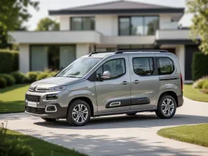 Srebrne BMW serii 3 G20 zaparkowane na nowoczesnym podjeździe o zachodzie słońca, podkreślające dynamiczny design auta.