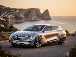 Szary BMW M3 na mokrym torze o zmierzchu, z wyeksponowanym agresywnym grillem i światłami LED na tle miejskich świateł.