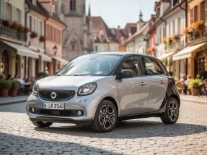 Biały SUV Chery Tiggo 7 zaparkowany na malowniczej nadmorskiej drodze podczas zachodu słońca.