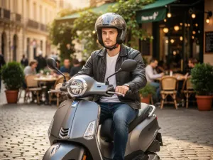 Srebrny hatchback Renault Clio 3 zaparkowany na słonecznej ulicy, prezentujący nowoczesny design przedniej części nadwozia.