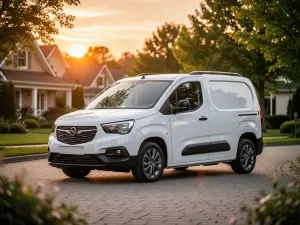 Nowoczesny elektryczny SUV chińskiej marki zaparkowany na tle europejskiej architektury podczas złotej godziny.