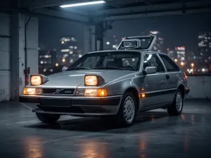 Biały Hyundai Santa Fe zaparkowany na malowniczej górskiej drodze w świetle zachodzącego słońca.